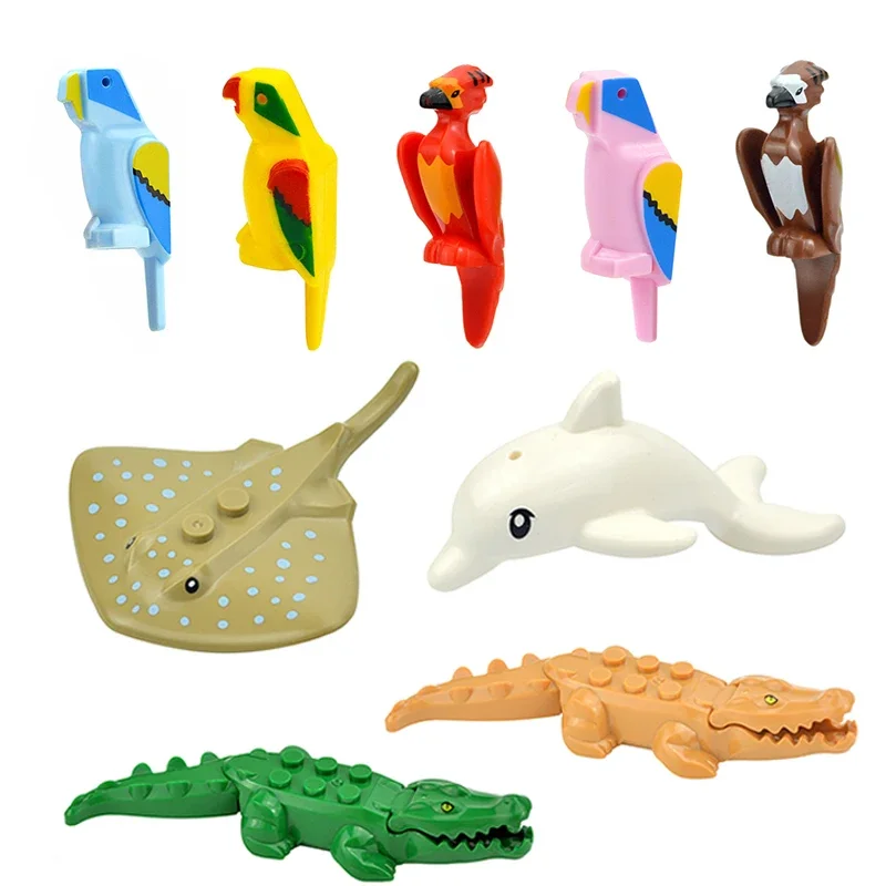 Figuras de animales de bloques de construcción, MOC City, cabra, oveja, águila, búho, Panda, loro, gaviota, pingüino, Zoo, Fram, accesorios, bloques de juguete, regalo