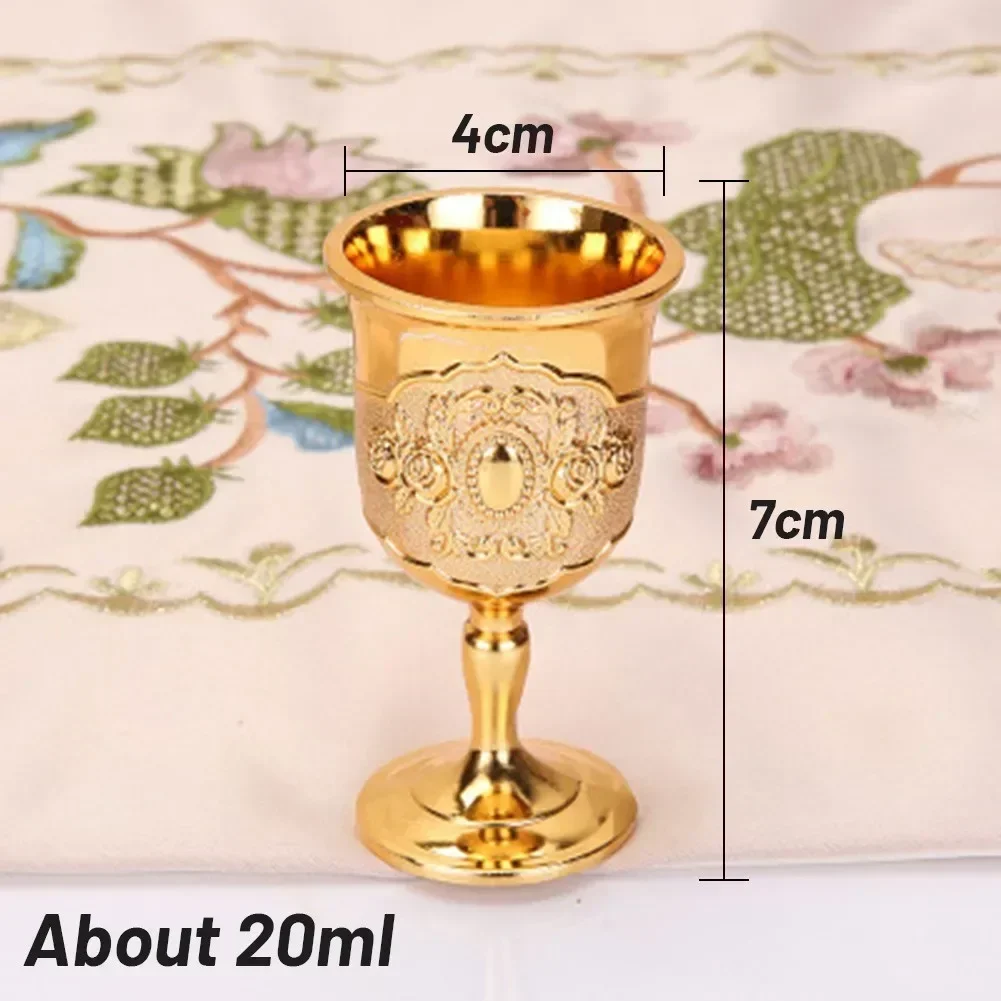 Retro Creative Small Beverage Wine Cup Golden Goblet Cup European Style Home Bar Propitiate Water Cup White Brass Copper