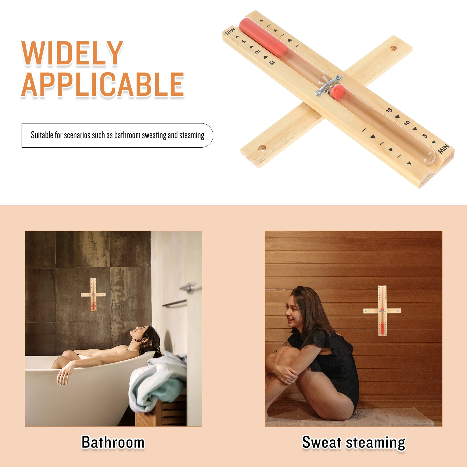 

15-Minute Wooden Hourglass Timer Sauna Room, Compact Lightweight Sand Timer, Smooth Polished Sauna Timer For Spa Therapy Focus,
