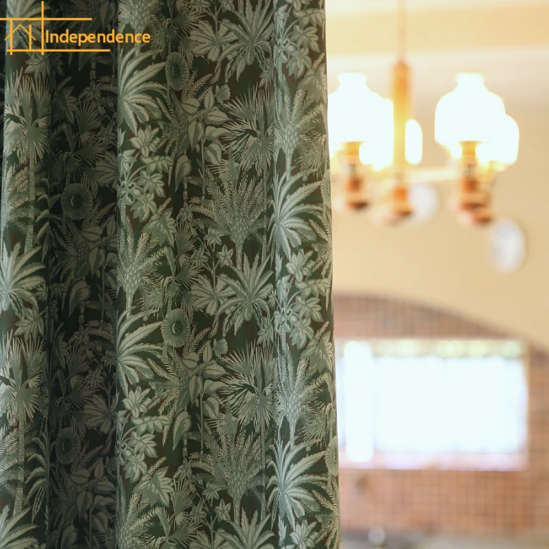 

Retro Pastoral American Cotton and Linen Printed Blackout Curtains for Living Room Bedroom French Window Balcony Customized