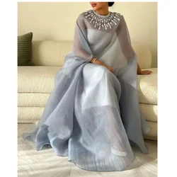 Customized Elegant O-Neck Long Sleeves Evening Gowns For Women Luxury 2024 A-line Beadings Formal Party Dresses For Special