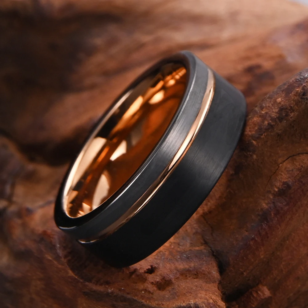 Mode 6/8mm Schwarz Tricolor Wolfram Stahl Ring für Männer Frauen Hartmetall Verlobungsringe Hochzeit Bands Schmuck Zubehör – Detail 4