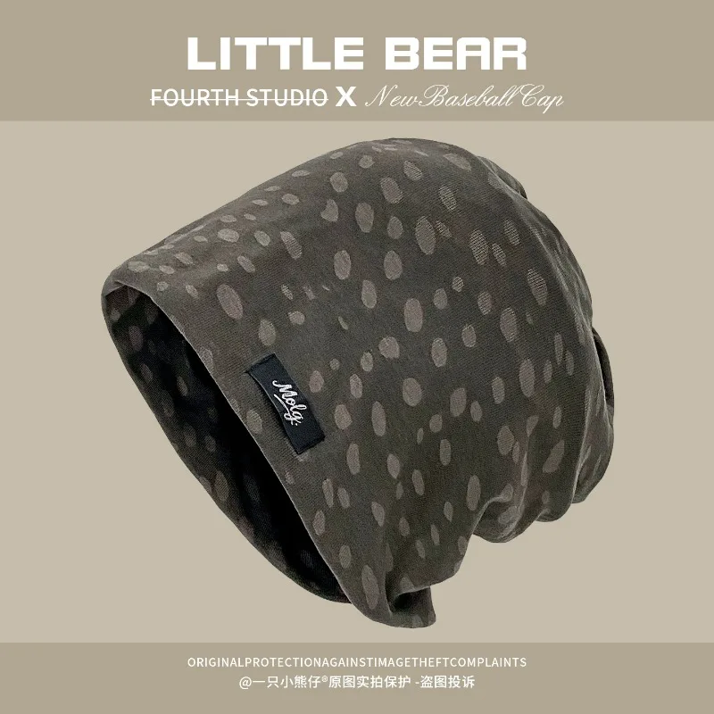 Niche Irregular Polka-dot Printing Pile Hats for Women Spring and Autumn Street Fashion Versatile Warm Casual Men's Beanies