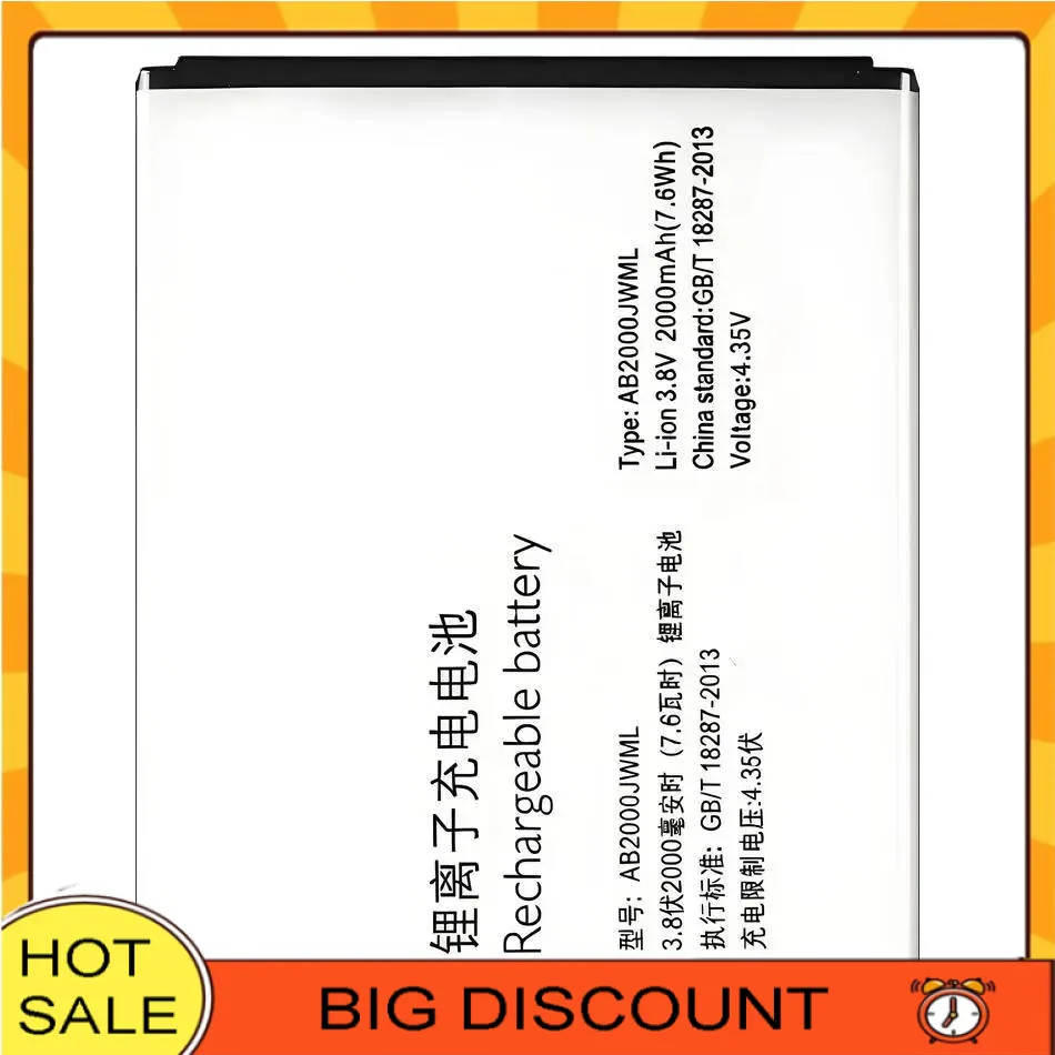 

2000Mah Mobile Phone Battery AB2000JWML Reliable Replacement For Philips Xenium S337 CTS337 S316T S316 High Compatibility