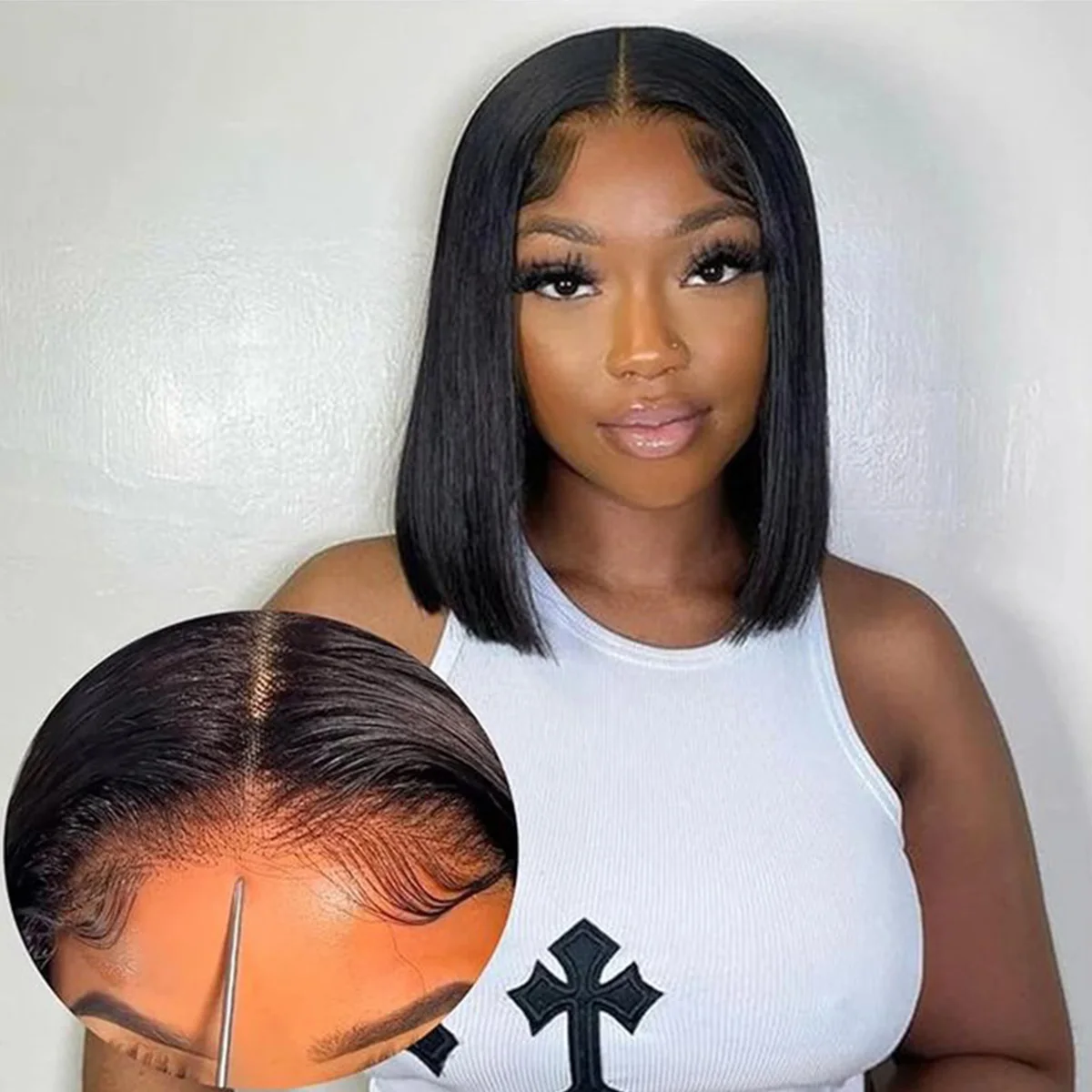 Wear Go Glueless Human Hair Wig Bob Short Straight 4x4 Lace Closure Bob Wig Pre Cut HD Transparent Human Wigs Ready to Go