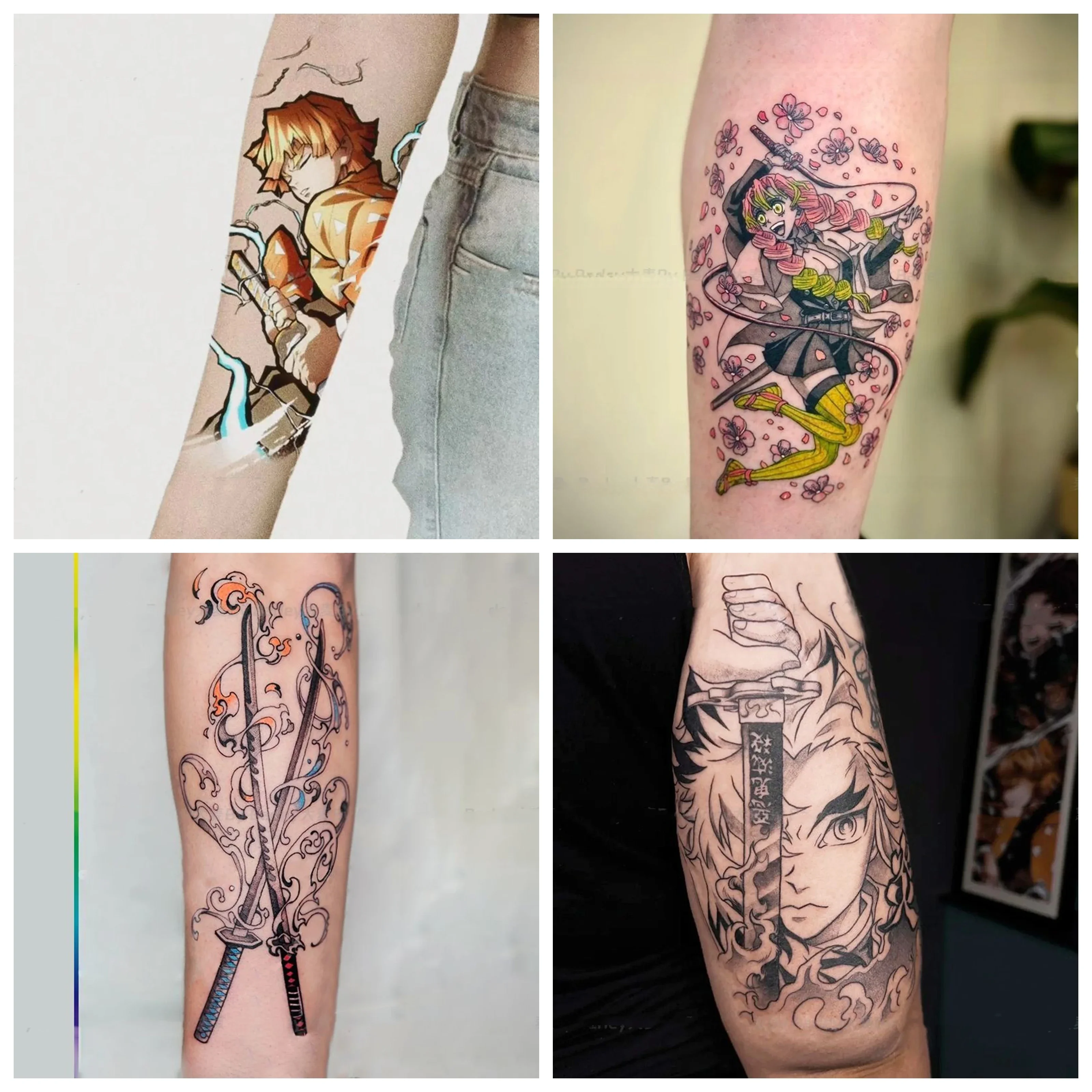 

7 Patterns Demon Slayer Anime Kimetsu No Yaiba Temporary Tattoos for Woman Man Cartoon Body Art Waterproof Fake Tattoo Sticker