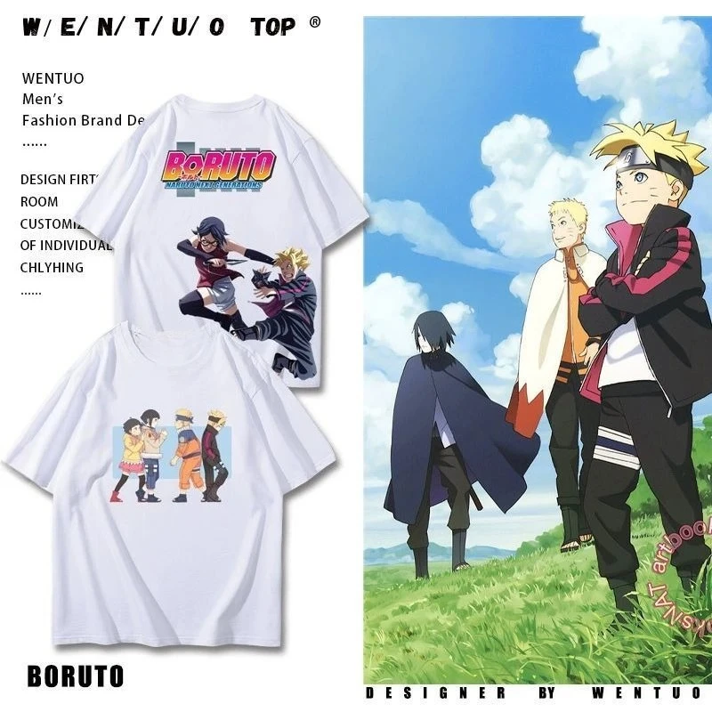 

Three Person Group Naruto Sayaka Mizuki Anime Peripheral Short Sleeved Men Summer Loose Casual Half Sleeved