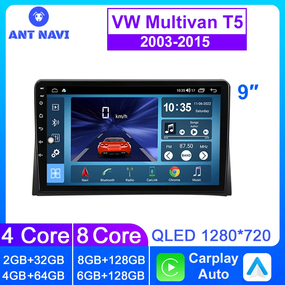 AntNavi Wireless Carplay For VW Volkswagen Multivan T5 2003 - 2015 DVD Screen Autoradio Multimedia Player GPS Android 10 2 Din