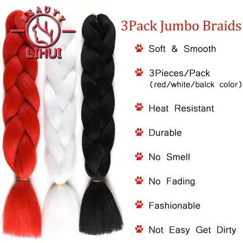 Lihui Synthetische Vlechten Haar Pre Uitgerekt Jumbo Vlecht Hair Extensions 24 inch Kanekalon Haar Voor Afrikaanse Vlechten 100g