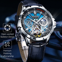 GUANQIN Men Automatic Mechanical Watch Luxury Sapphire Crystal Glass Skeleton Tourbillon Business Leisure 50M Waterproof Watches