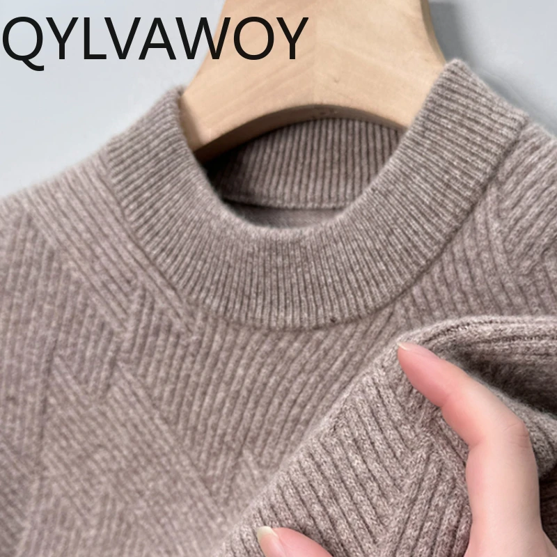 

QYLVAWOY 100% Cashmere Sweaters Men Fashion Tops Thickened Warm Pullover Mens Sweater Autumn Winter Clothes Knitted Sweater 2024