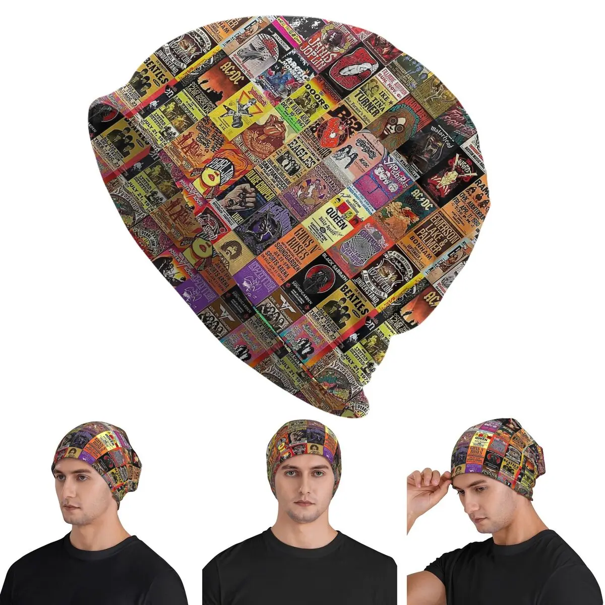 Rock Band Posters Warm Knitted Cap Fashion Bonnet Hat Autumn Winter Outdoor Beanies Hats for Unisex Adult
