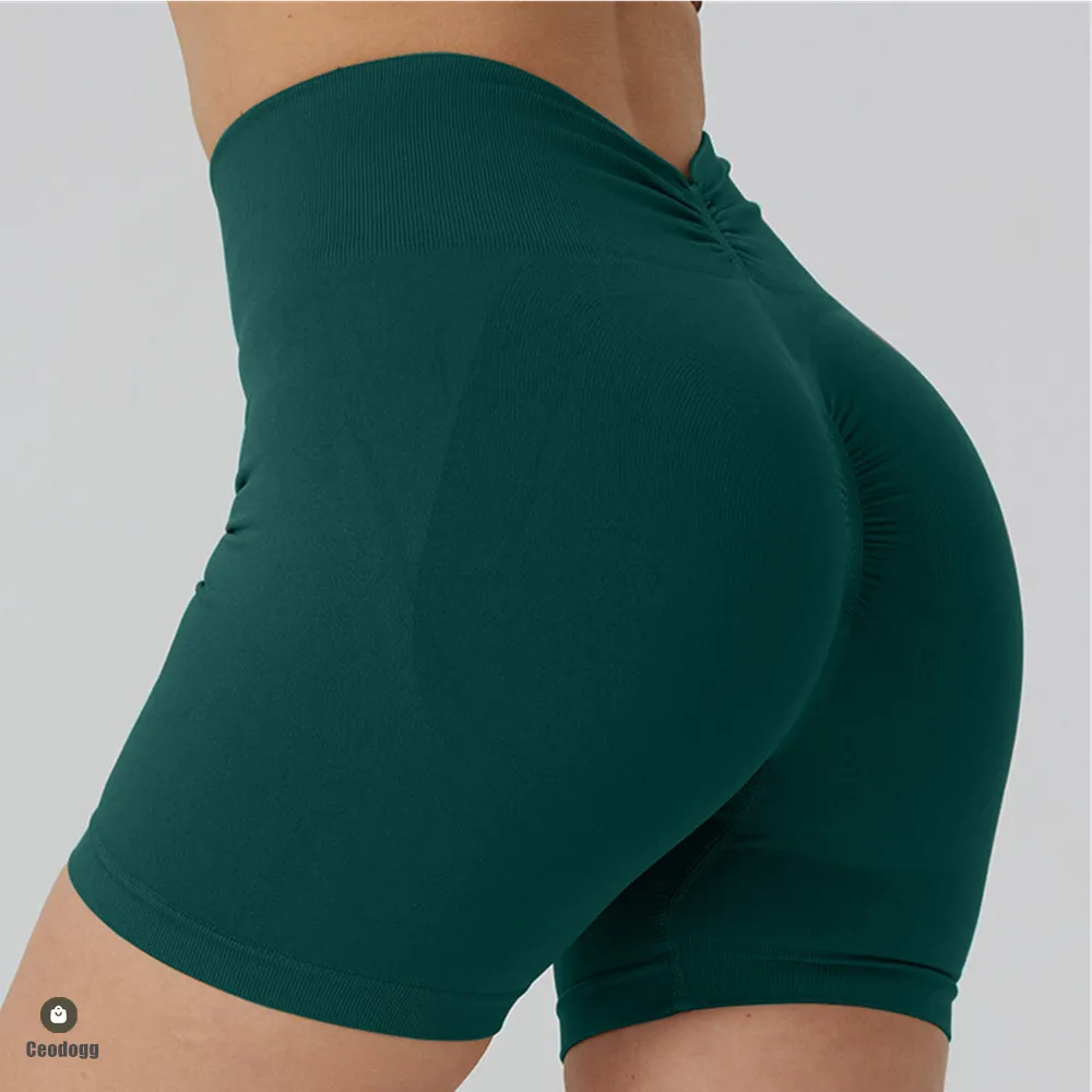 

V Back Hip Lifting Sports Yoga Shorts Women High Waist Tightening Scrunch Running Squat Proof Active Wear Tight Pants XP17