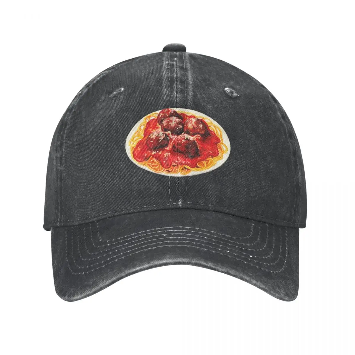 Spaghetti & Meatball Pattern - Black Cowboy Hat Bobble Hat Anime |-F-| Women's Beach Visor Men's