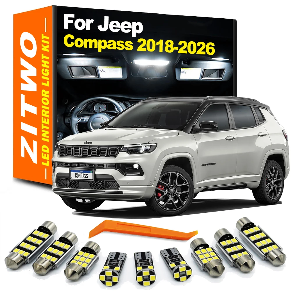 

ZITWO 14 шт. светодиодная лампа Canbus, комплект внутреннего освещения для Jeep Compass 2018 2019 2020 2021 2022 2023 2024 2025 2026 аксессуары