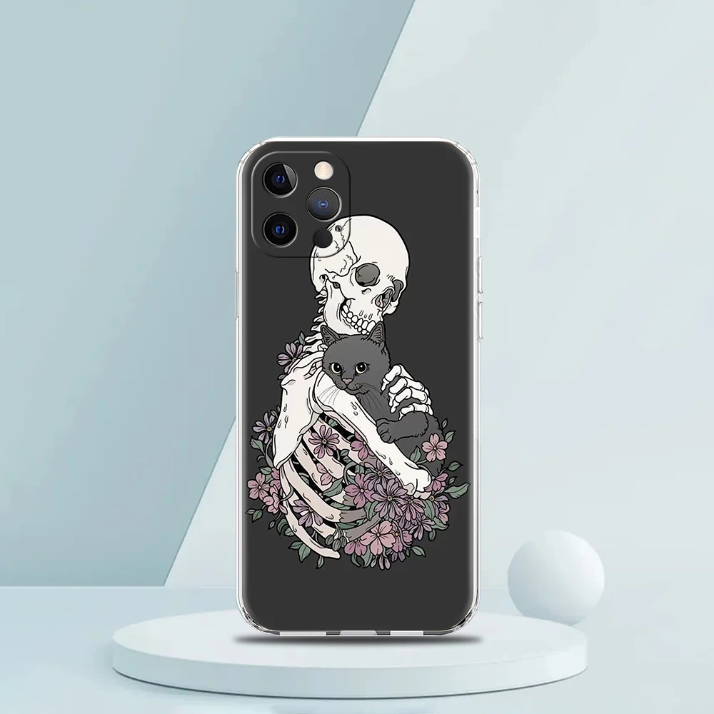 Red Love Skeleton Diagram Transparent Silicone Phone Case For iPhone 16 15 14 13 12 11 Pro Max XR 8 7 Plus XS Max Coque Capa Bag