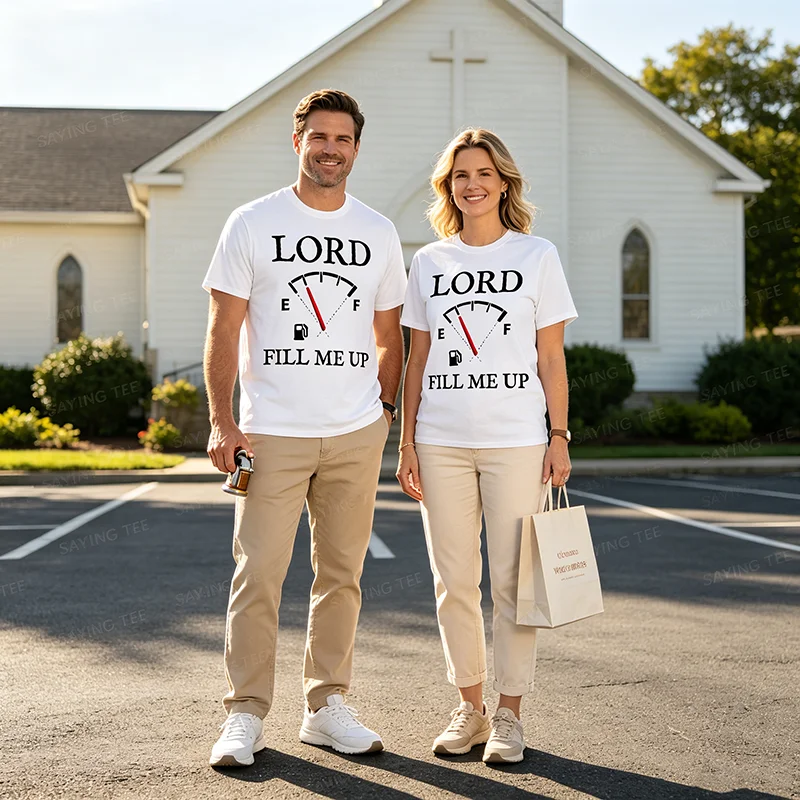 Lord Fill Me Up Faith Christian Jesus Lustiges Spirituelles Kraftstoff-T-Shirt Y2k Be Kind Pastor Grafik Spruch T-Shirt Neuheit Herren Mode Top – Detail 3