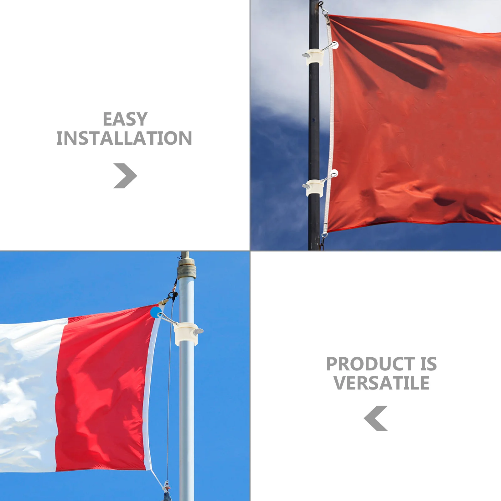 2 قطعة حلقات عمود العلم مقاطع معدنية دوارة مشابك قابلة للتعديل لتركيب سارية العلم 360 °   أجهزة الغزل في الهواء الطلق حديقة