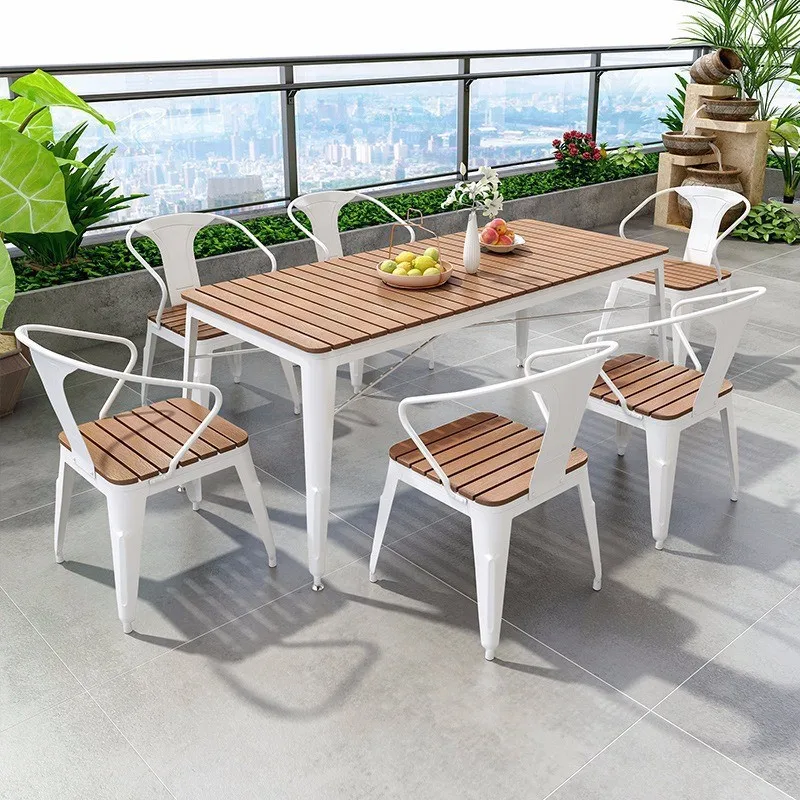 Nordic modern leisure restaurant outdoor tables and chairs courtyard outdoor complete set of leisure tables and chairs combinati