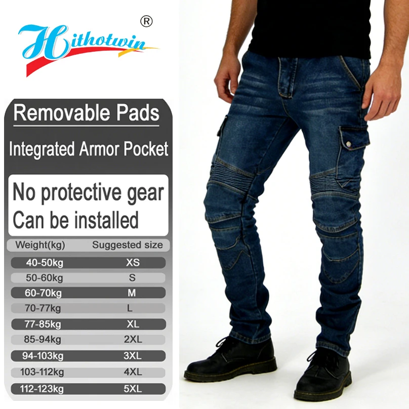 Men spring autumn motorcycle jeans wear resistant off road motorbike racing trousers with armor pockets armor not included 06