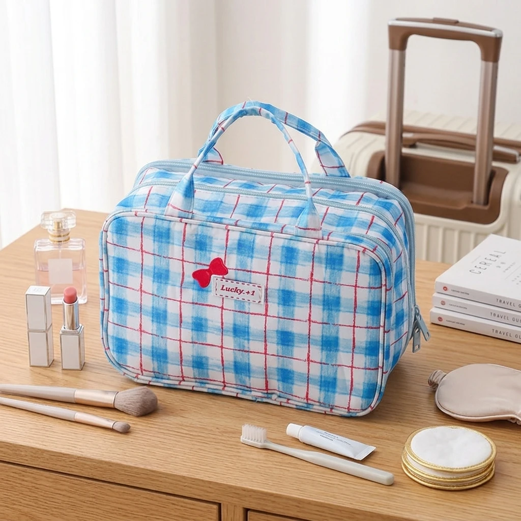 Makeup Bag Waterproof Travel Toiletry Organizer for Women Large Capacity Cosmetic Pouch with Luggage Sleeve Gym Essentials