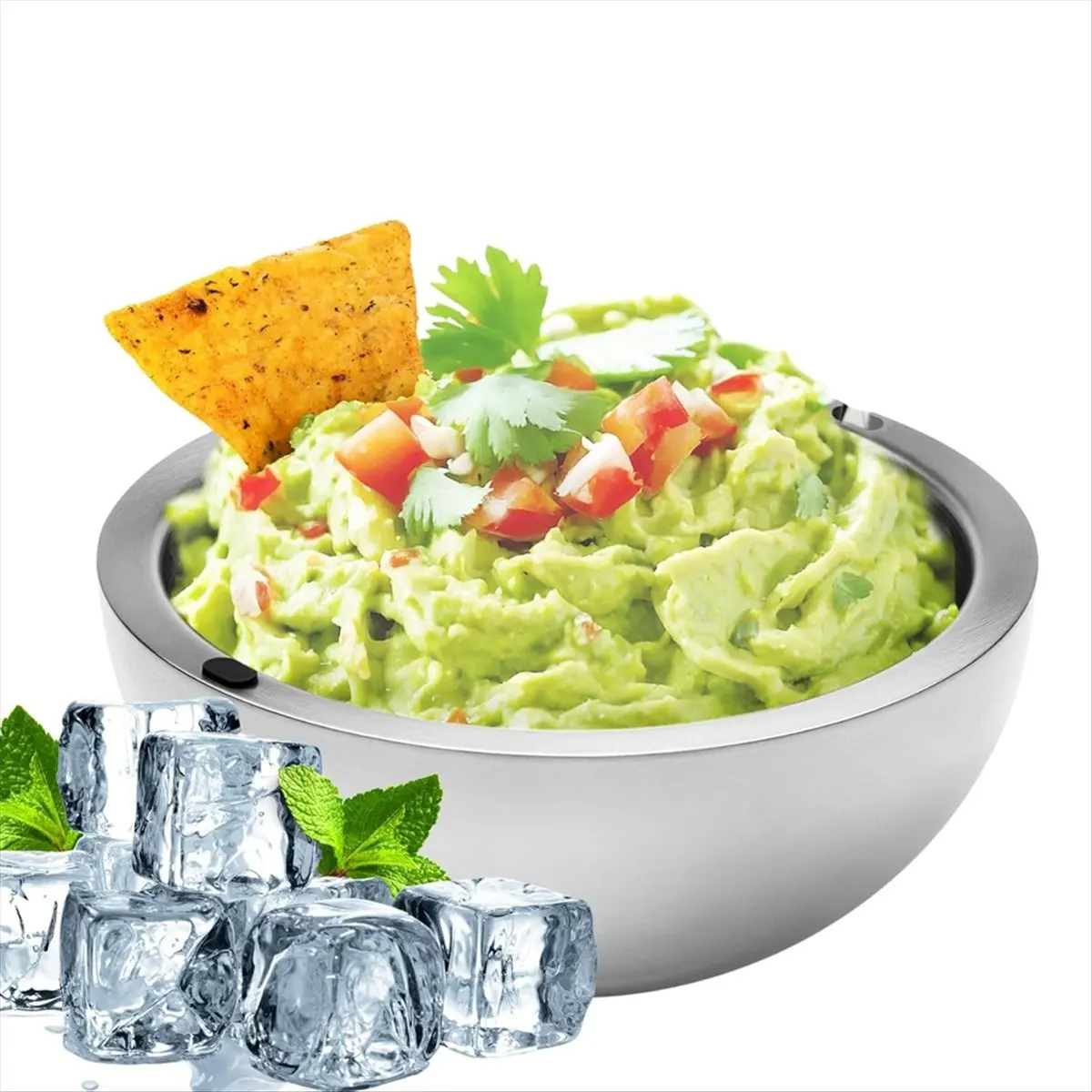 2026 Trend Dip Chiller Bowl - Large 35oz Capacity - Ice Stainless Steel Party Serving Bowl - Dip Dish Platter Keeps Salsa