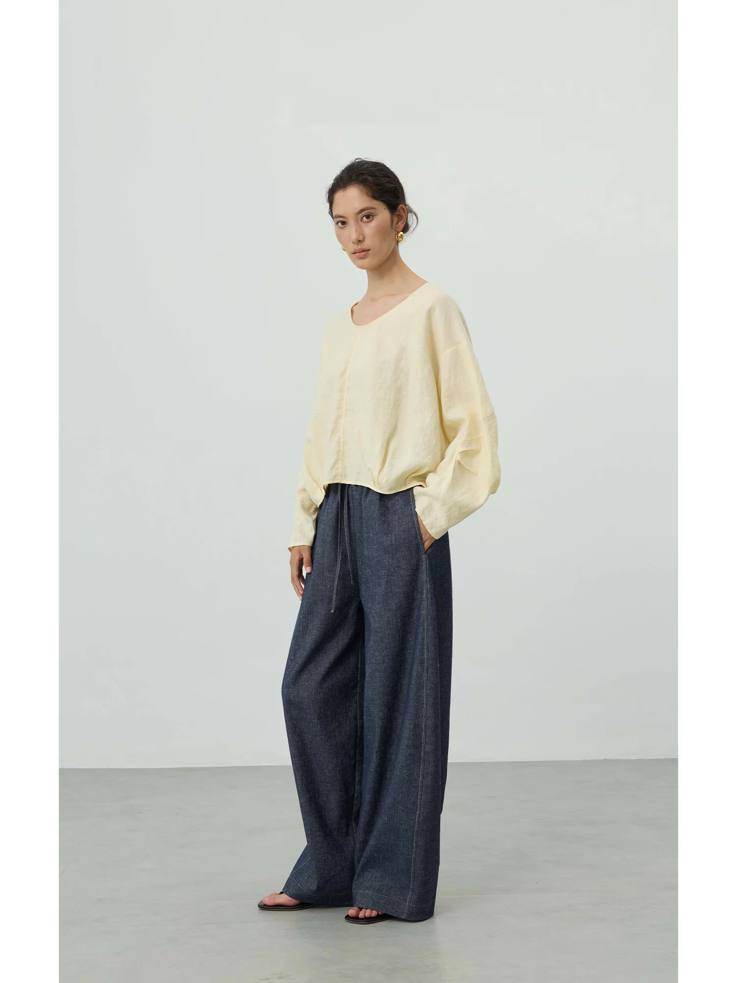 

Sukha M 85 Women's Casual Wide Leg Pants Loose Linen Comfortable High Waist Straight Cut Spring Commute Friendly Breathable