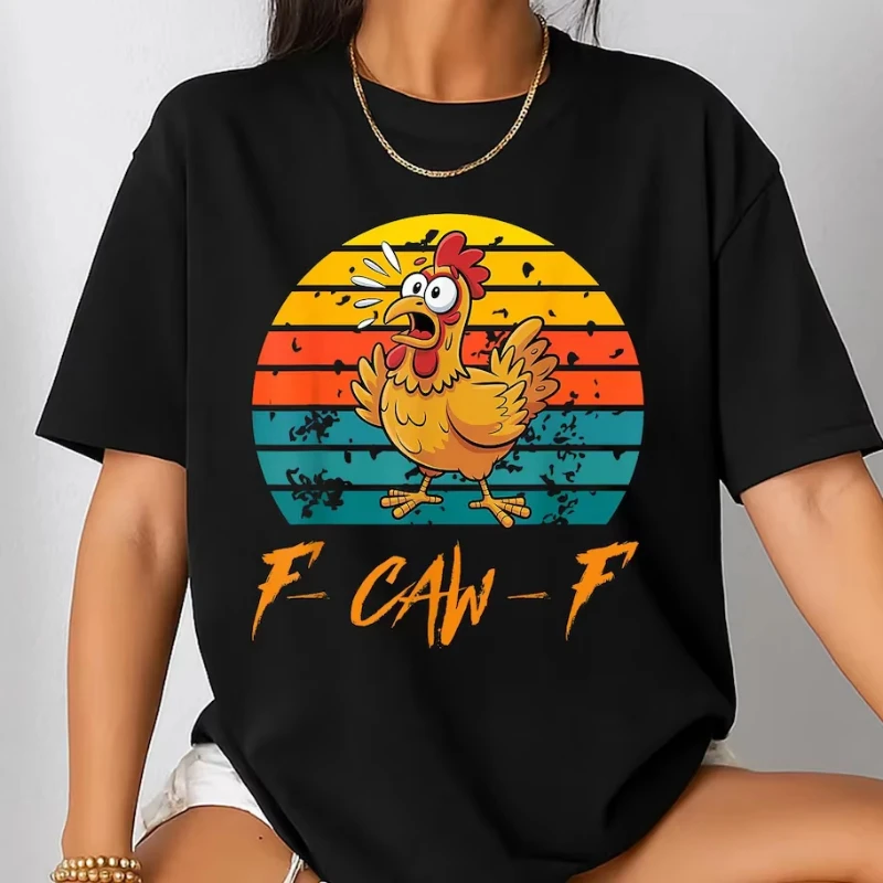 Funny F-Caw-F Chicken Shirts Sunset Vintage FCAWF Chicken T-Shirt  Sweatshirt Hoodie Black Bird Shirt Chicken Meme Shirt Tops