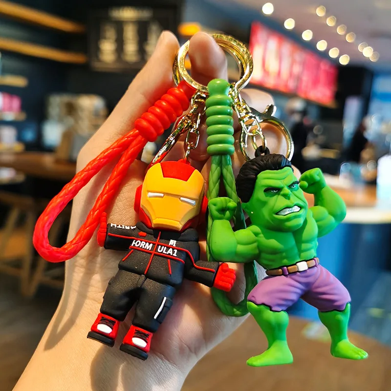 Marvel Spider Man Cute Doll Pendant Action Figures Avengers Iron Man Captain America Keychain Bag Keyring Pendant Birthday Gifts