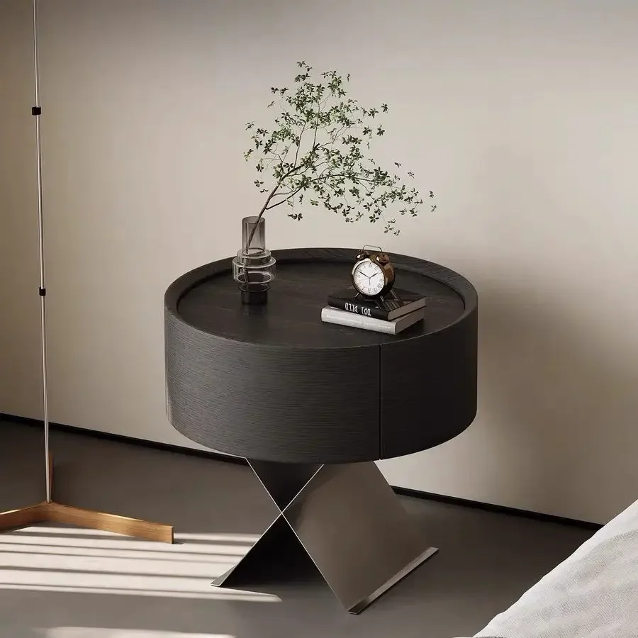 Light Luxury Bedside Tables Designer Storage Stainless Steel Storage Bedside Table Bedroom Home Creative Storage Cabinets