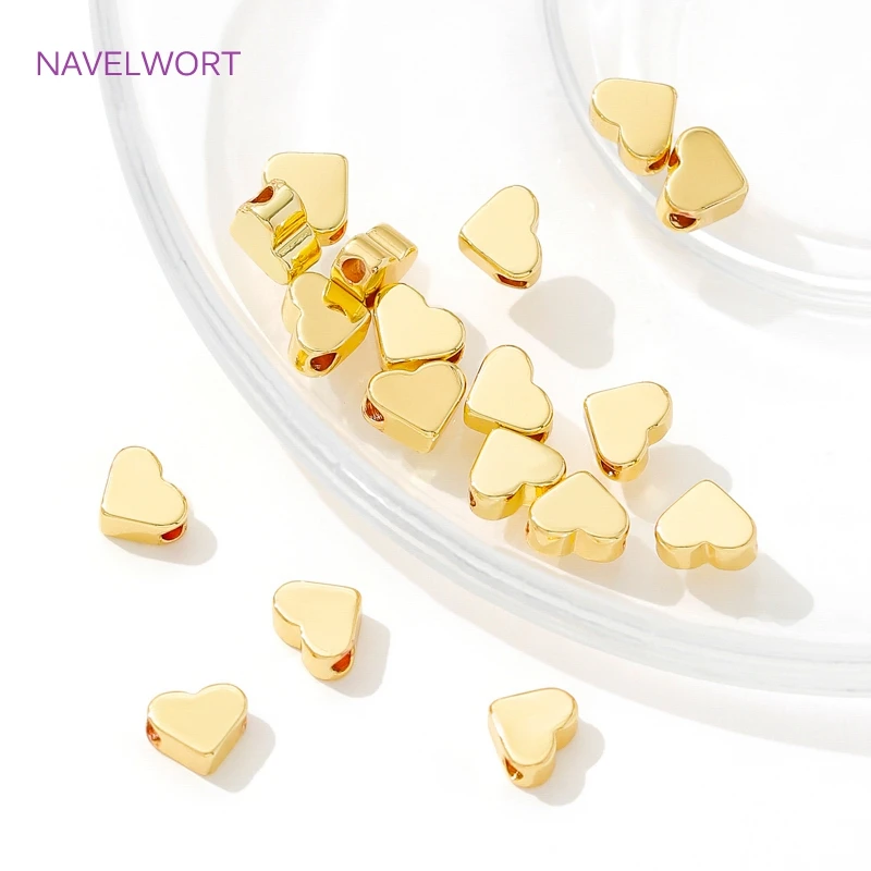 18K Real Gold Plated Brass Heart Shape Spacer Beads For Bracelets Making,Separators For Beads,DIY Beading Jewelry Accessories view 3