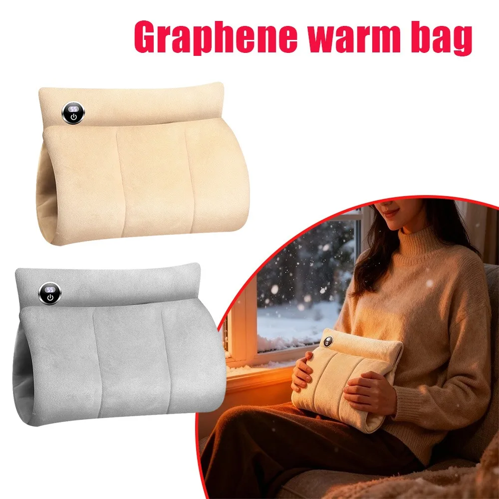 

USB C Hand Warmer Graphene Heating No Water Electric Fast Heating Digital Display Dual Temperature Anti Explosion Pocket Warmer