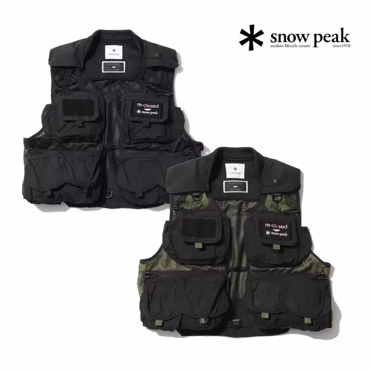 snow peak × TONED Flexible GuideVest One Collab Fishing Vest Multi‑Pocket Utility Outdoor Camping Fly Fishing Sleeveless Gilet