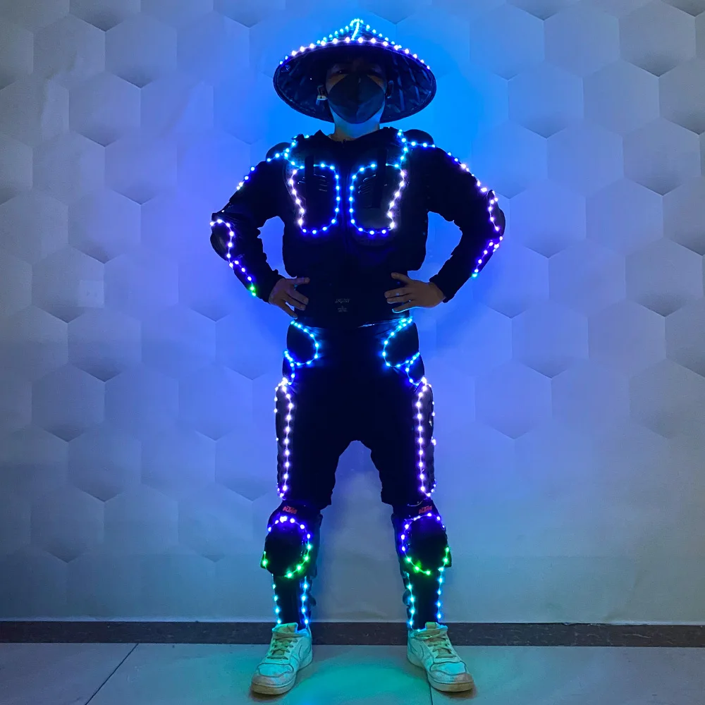 LED robot costume led hat glow-in-the-dark stage dance performance costume robot party atmosphere cool props