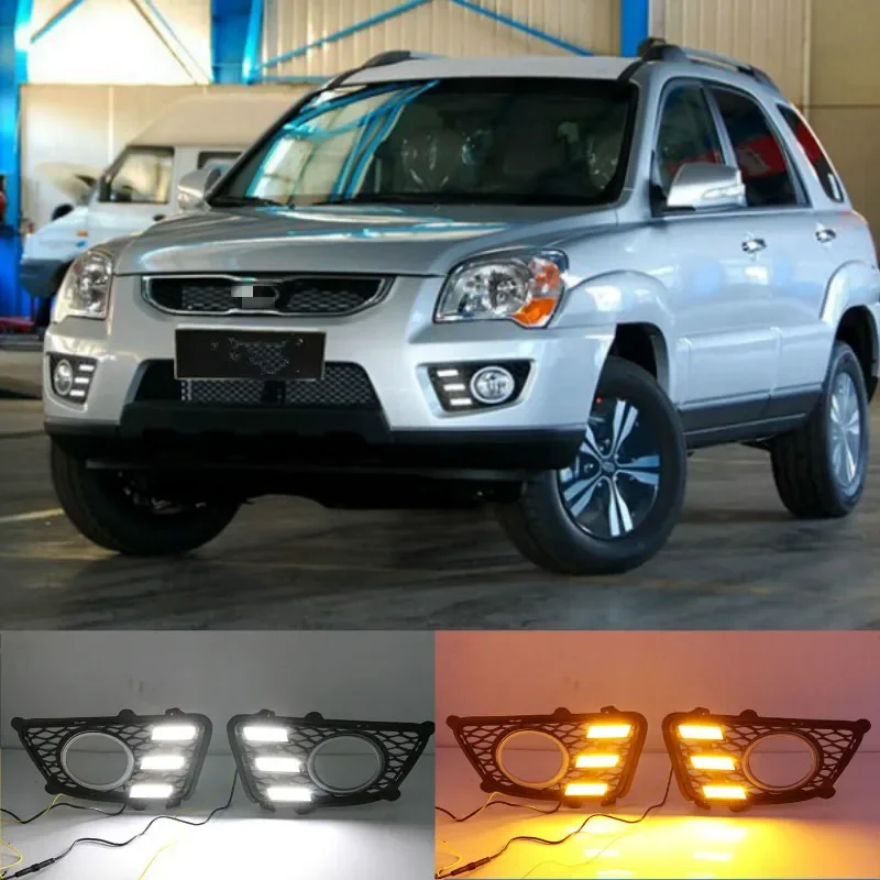 2PCS LED Daytime Running Light For Kia Sportage 2009-2012 Dimming Style Relay Waterproof ABS 12V Car LED DRL Lamp Daylight