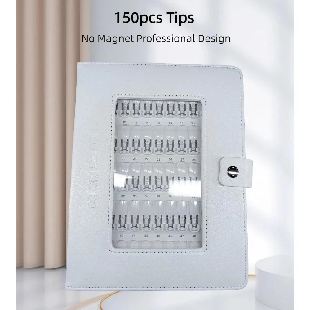 150pcs Transparent Nail Color Display Book Plastic Stainless Steel Nail Polish Color Chart Detachable Sturdy Polish Shade Guide