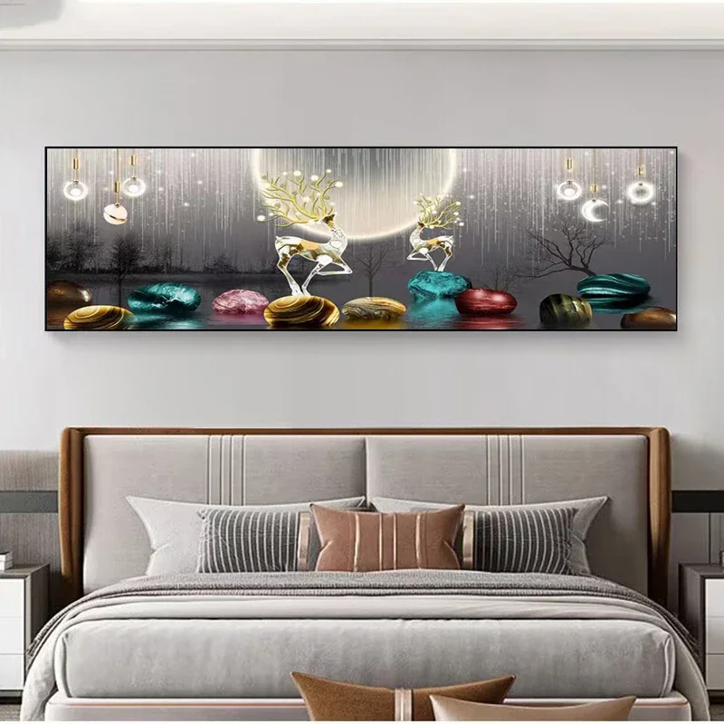 Nordic Abstract Lucky Deer 5D Diamond Painting Light Luxury Deer Diamond Art Painting Kits Living Room Home Decor Wall Decor