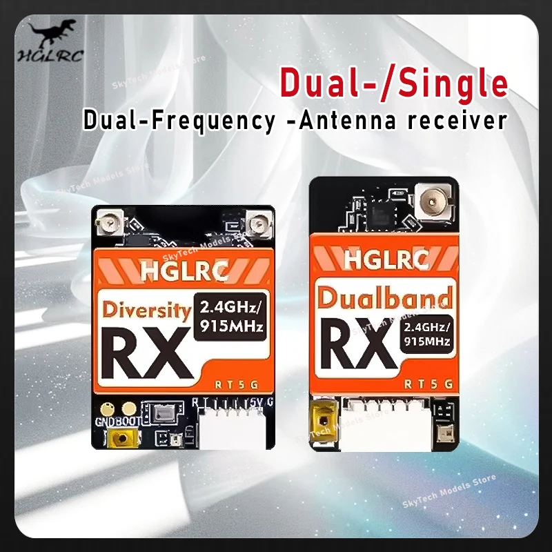 HGLRC ELRS Gemini Dual‑Band Receiver 2.4GHz 915MHz TCXO True Diversity For RC FPV Long Range Racing Model Accessories