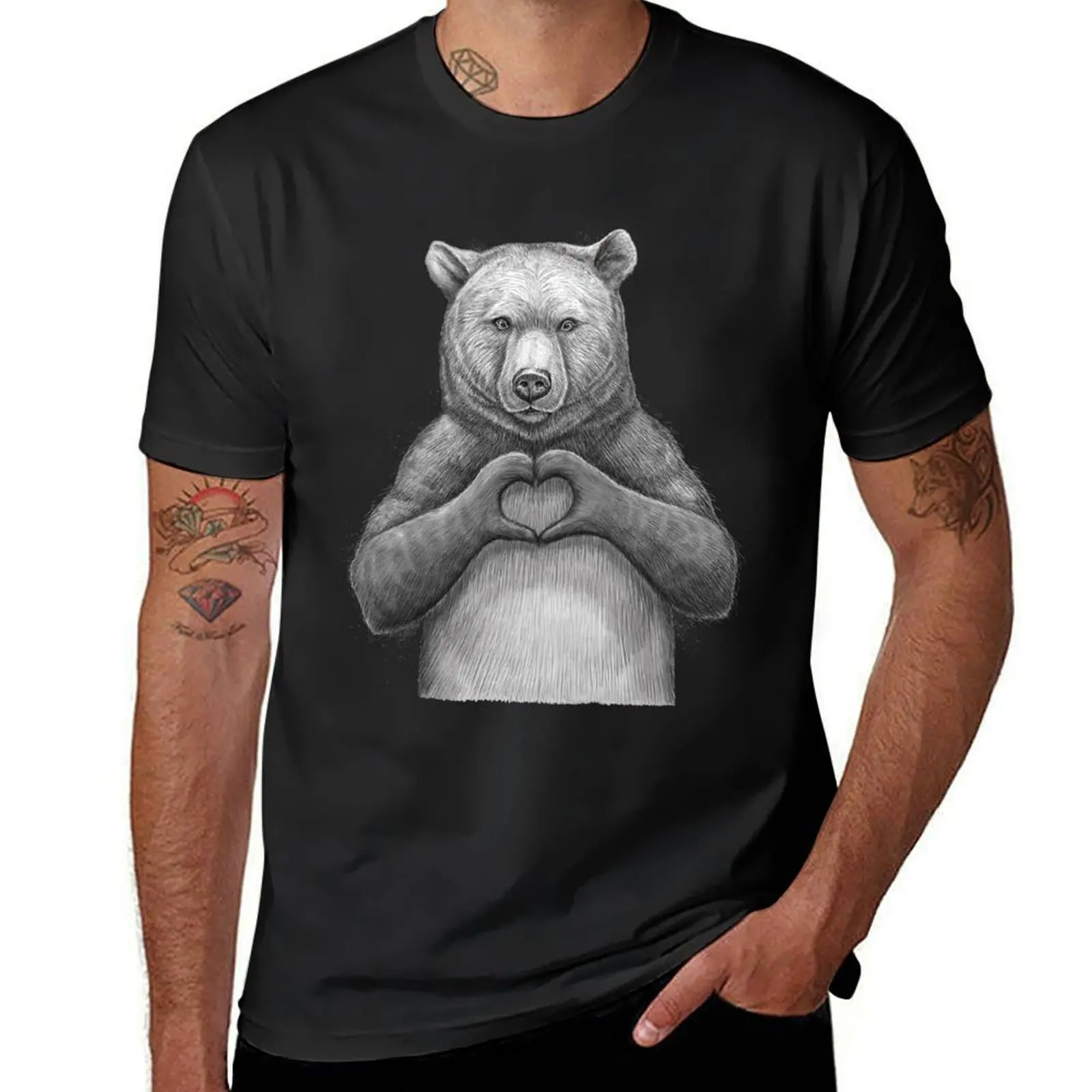 

Bear with love T-Shirt sports fans cute tops black t shirts for men