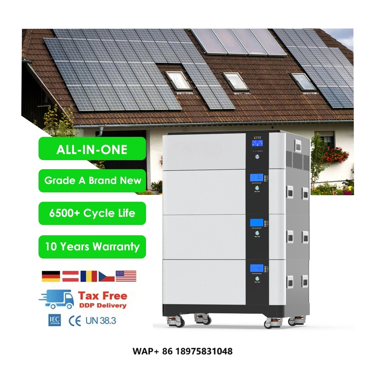 30KWh 45KWh 60KWh Lithium Ion Lifepo4 Battery Pack Energy Storage Battery and Inverter All in One for Solar System