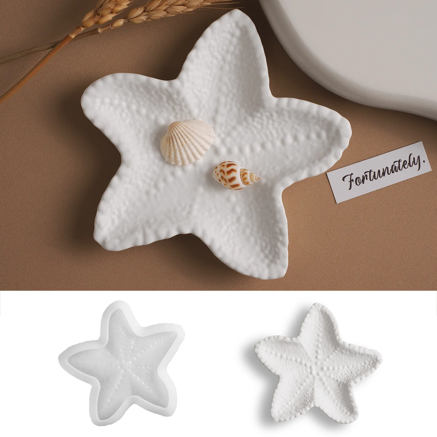 Starfish Storage Plate Silicone Mold Jewelry Storage Plate Gypsum Resin Shell Conch Scallop Dish Candle Vessel Concrete Mold