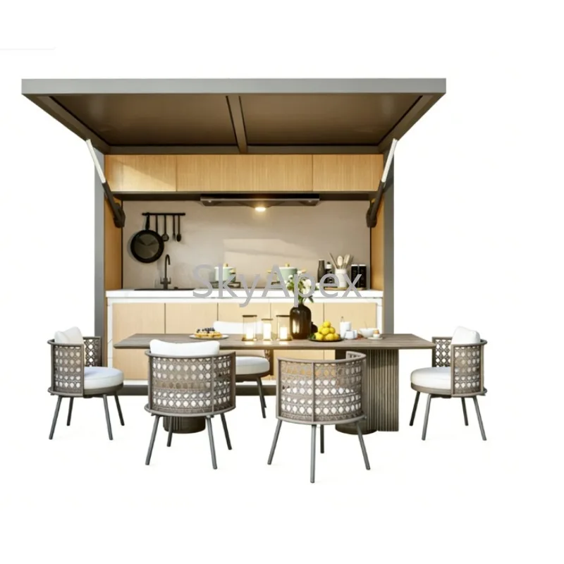 Outdoor Mobile Party Kitchen Console - Integrated Storage & Grill Electric Heavy Duty Portable Unit for Garden Camping Courtyard