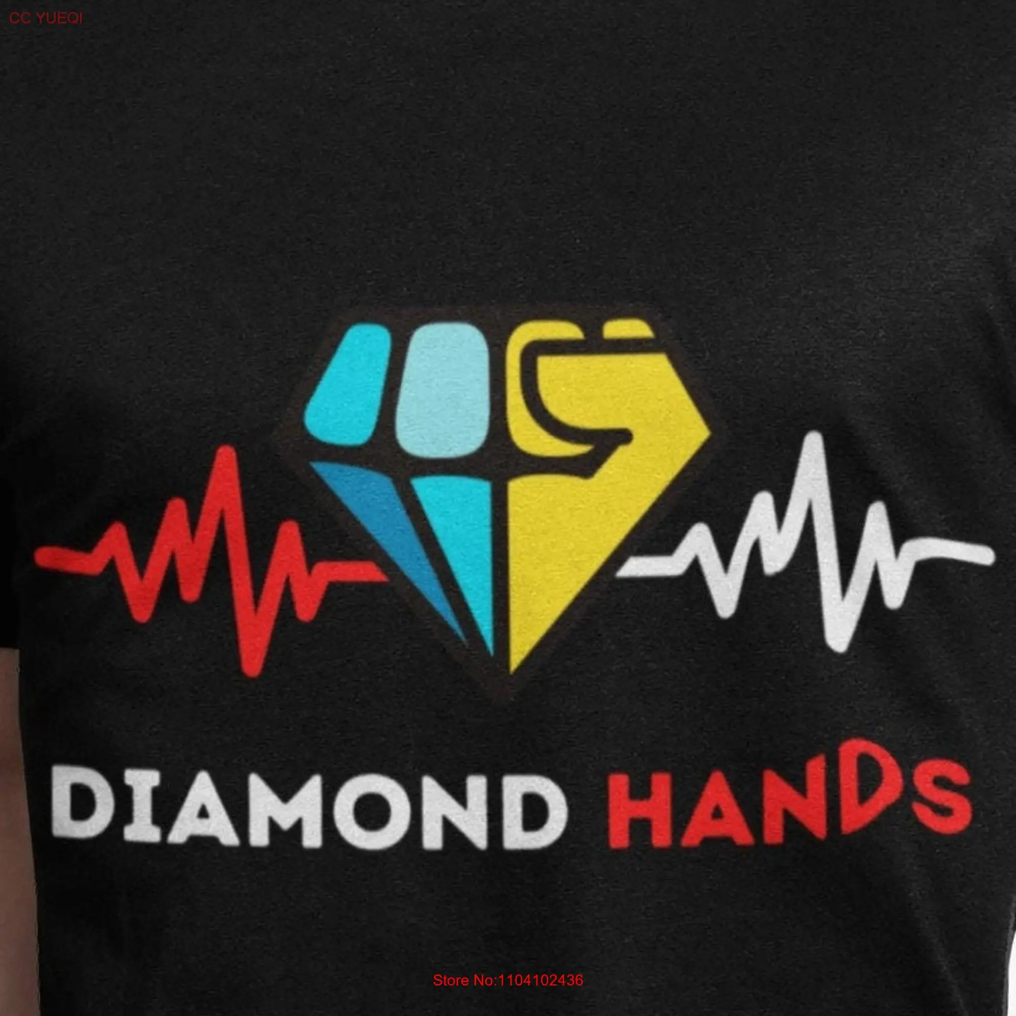 Diamond Hands GME AMC Crypto Heartbeat Frequency T Shirt Stonks Bitcoin Meme NFT Shiba Doge long or short sleeves