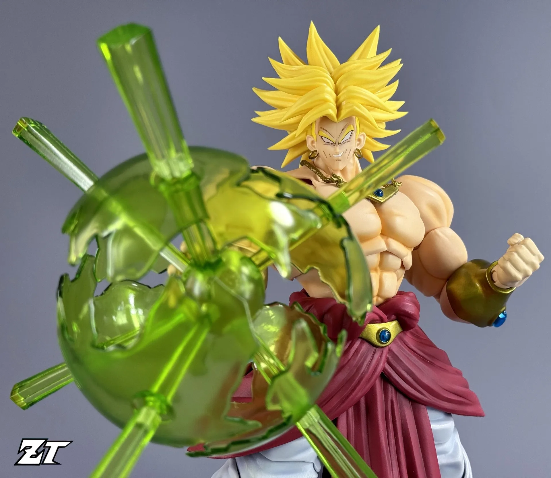 ZT Studio Dragon Ball Broly Action Figure 24 cm Verde Giallo Capelli lunghi Extra Large Effetti speciali Modello da collezione