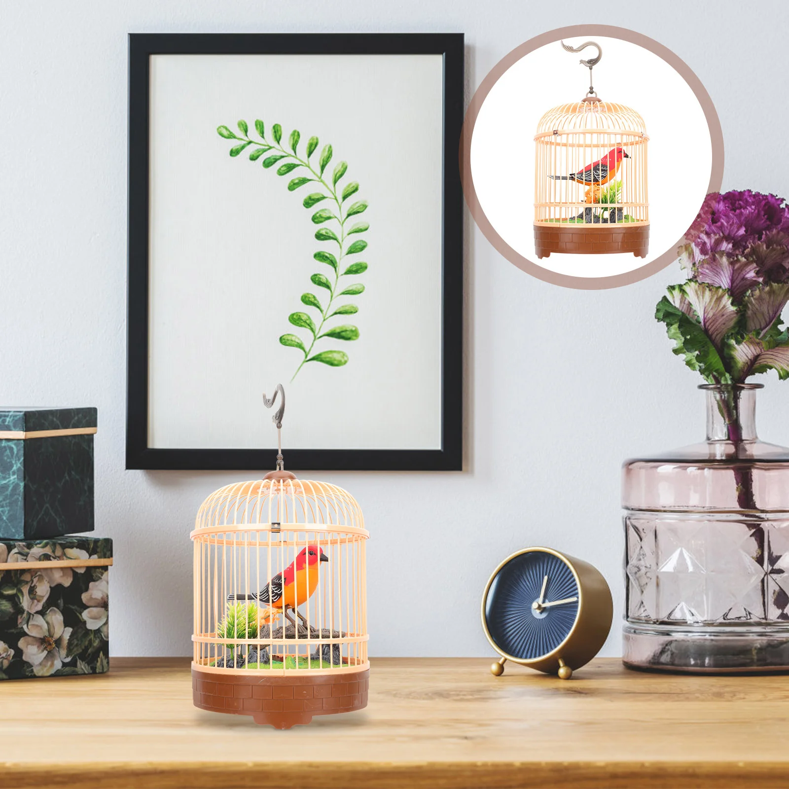 Bird Cage Toy Acoustic Interactive Decor Voice Control For Kids Realistic Sounds Movement