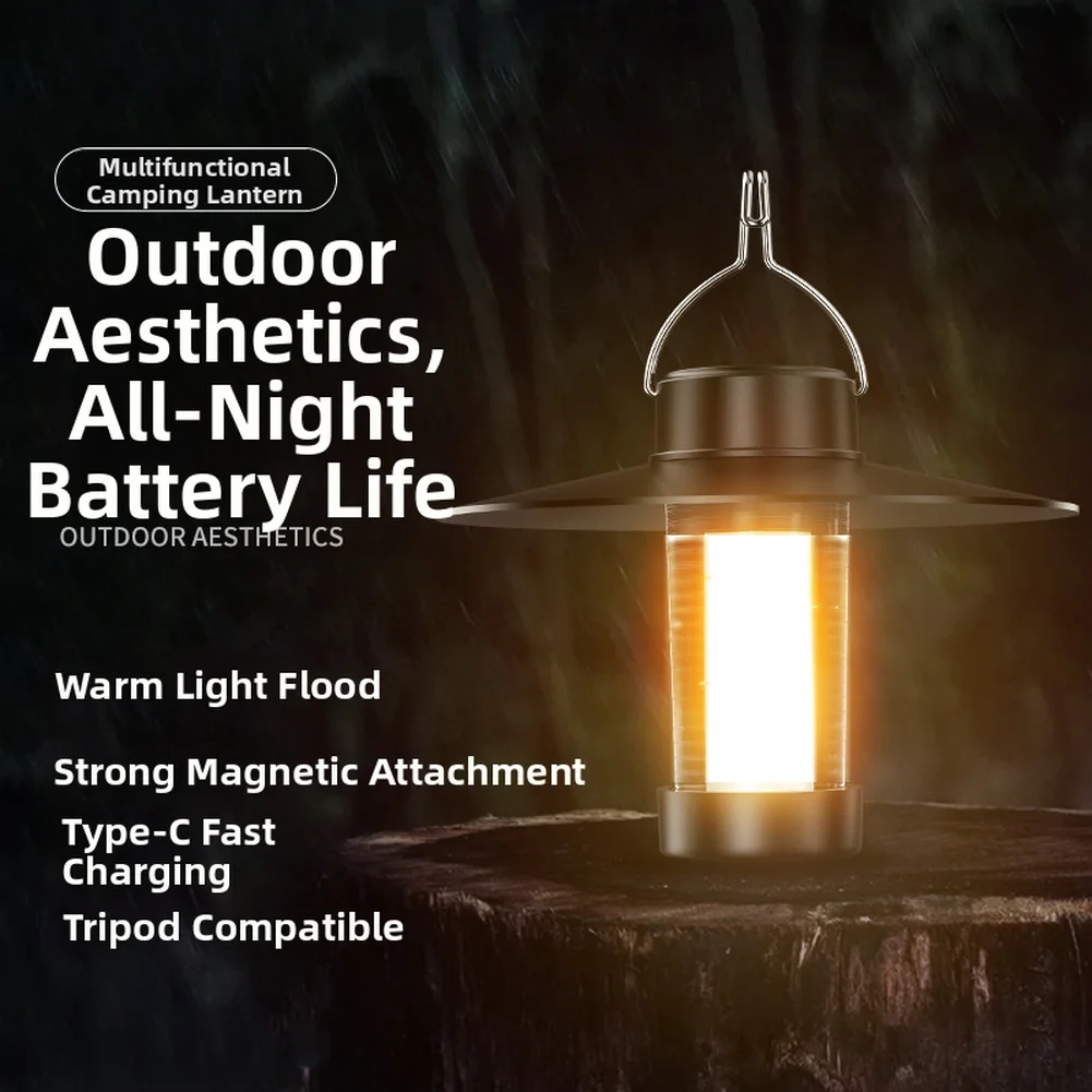 

For Mini Portable Rechargeable LED Waterproof Warm Light For Outdoor Camping Tent Lights Type-c Fast Charging 3Warm Light Levels