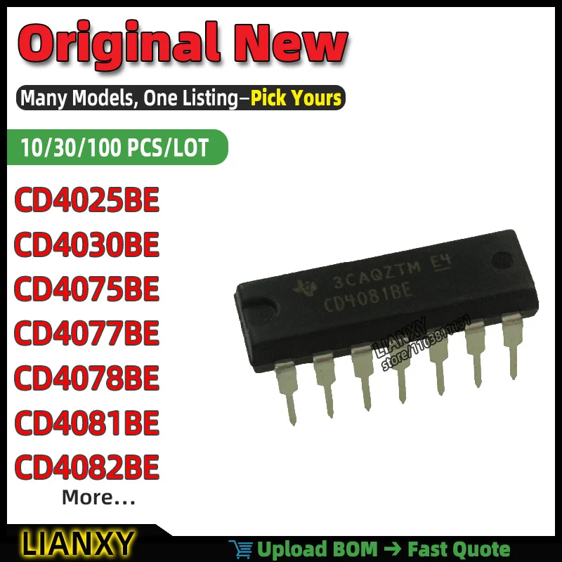 CD4075BE CD4081BE CD4025BE CD4082BE CD4078BE CD4077BE CD4030BE PDIP-14 LOGIC GATE New Original