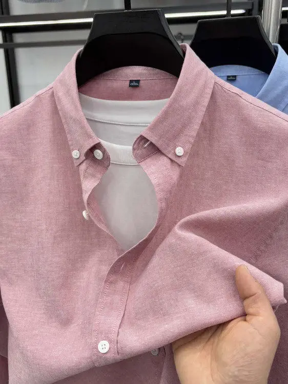 

Новая весенняя мужская рубашка в клетку с длинным рукавом из хлопка и лиоцелла, повседневная, молодежная, дышащая, комфортная, несминаемая