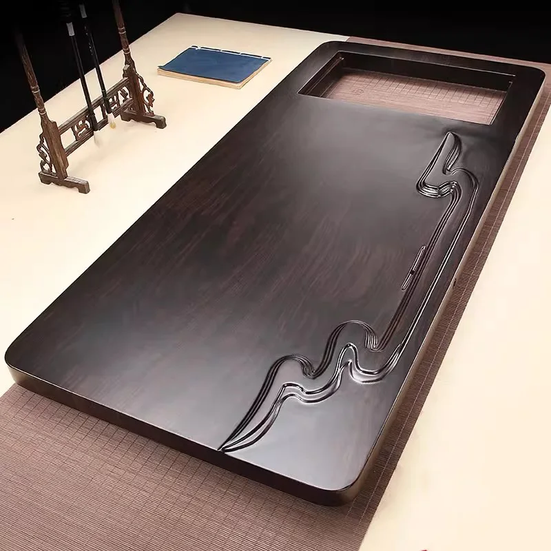 

Rectangle Wooden Tea Tray Chinese Drainage Desk Office Coasters Tea Tray Hospitality Living Room Bandejas Home Decorationgs