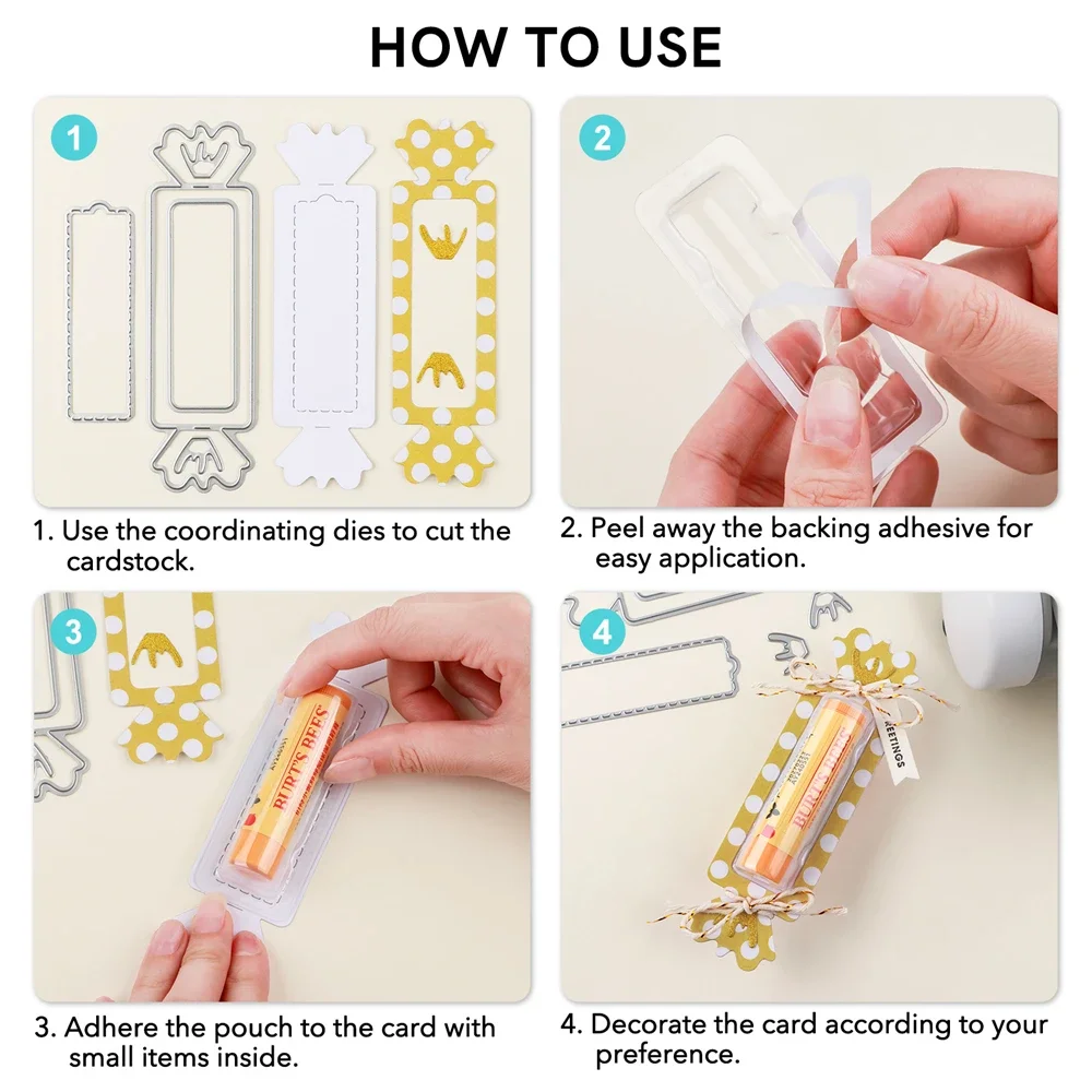 20pcs/Pack Plastic Clear Rectangle 3D Domes and Tag Candy Die Self-Adhesive Lip Balm Pouches Money Holder for DIY Craft GiftCard